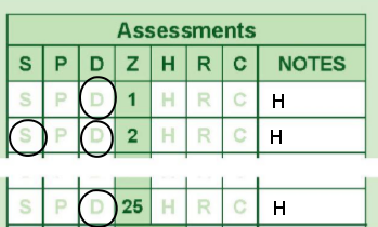 Driving Test Assessments Table